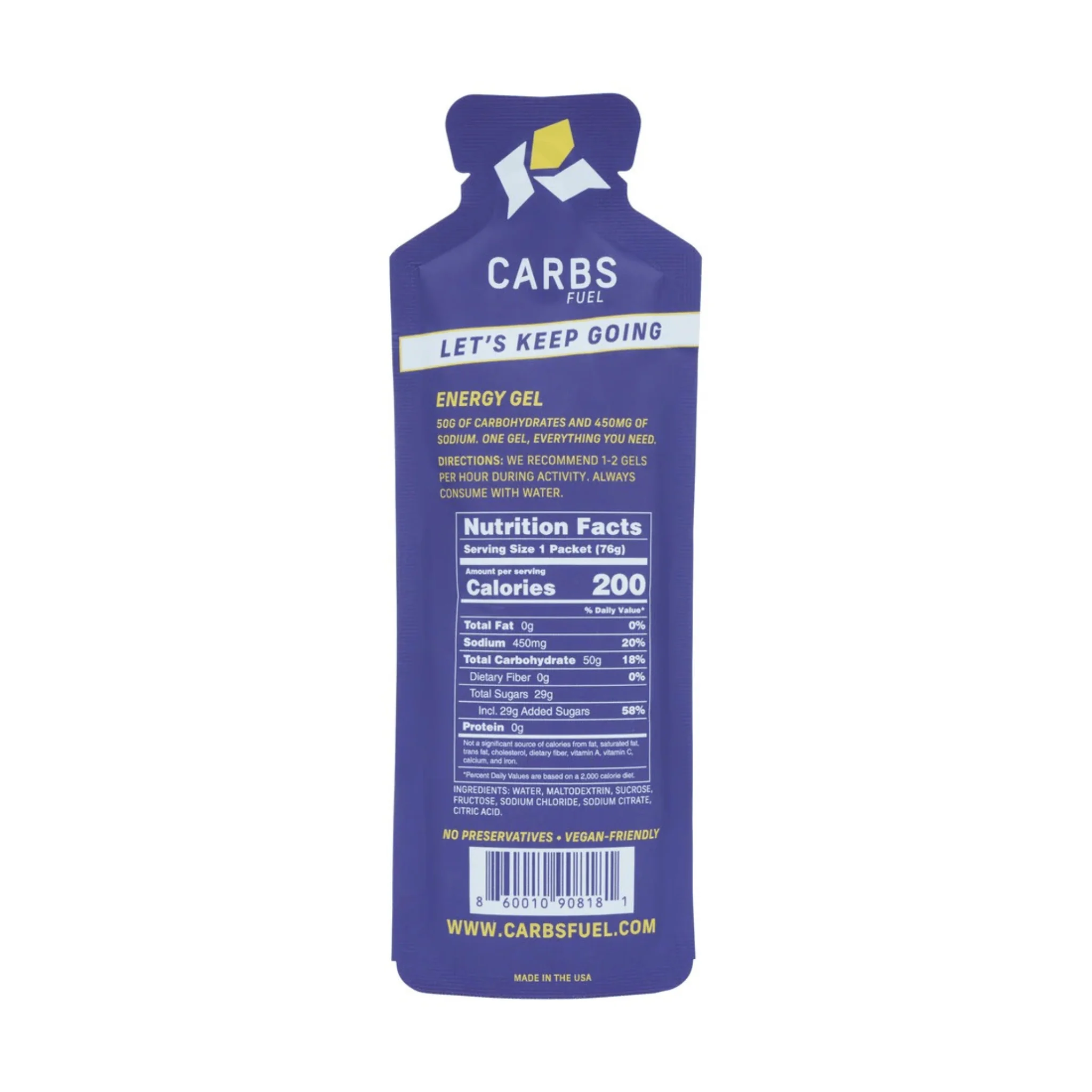 Carbs Fuel Salted Original 50g Energy Gel Box of 12 - Image 3