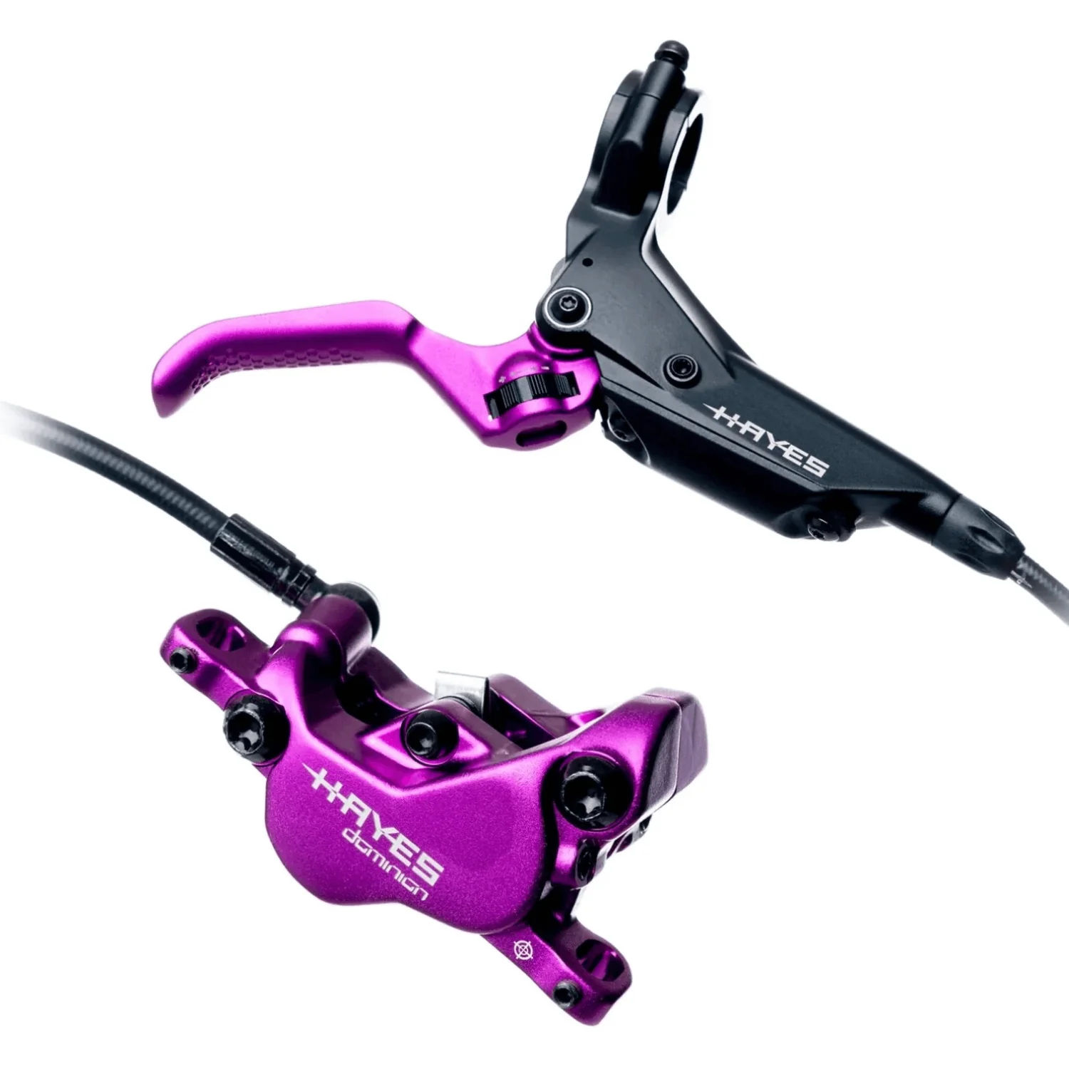 Hayes Dominion A4 Disc Brake and Lever - Front or Rear, Hydraulic, Post Mount, Purple/Black