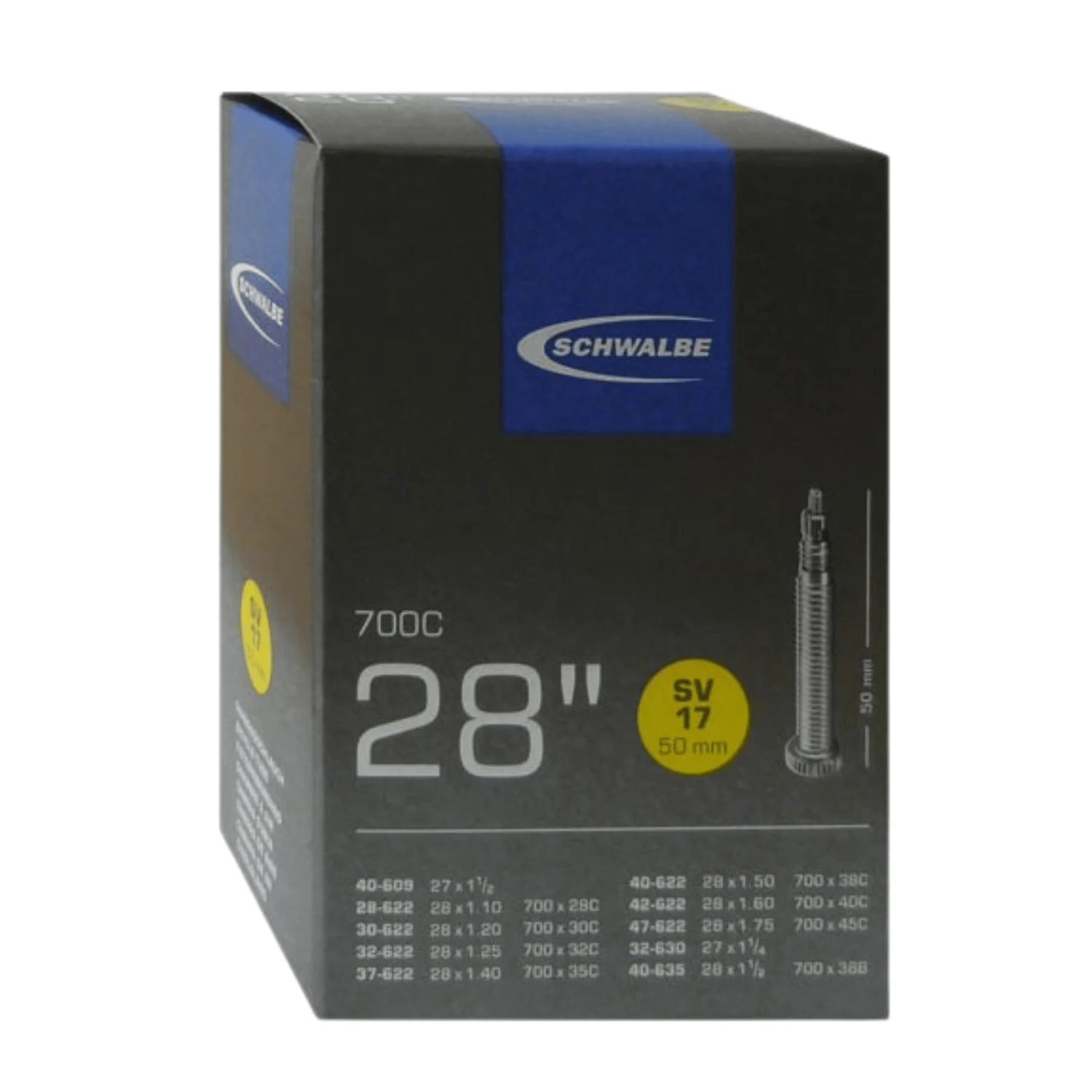 Schwalbe Tube #17 700 x 28/45 Presta Valve Mid Length Valve 50mm